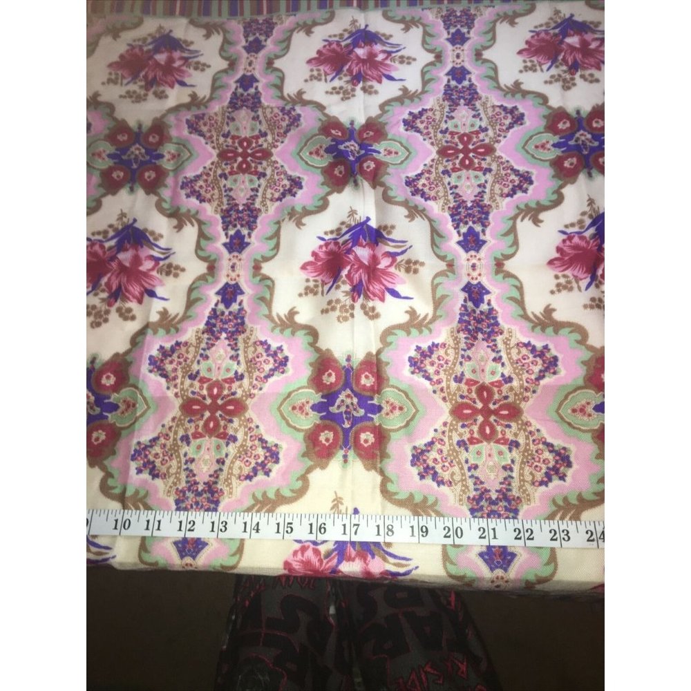 Vtg Glentex Floral Square Scarf 30x30 Unfinished Edge Japan Blue Red Pink Brown